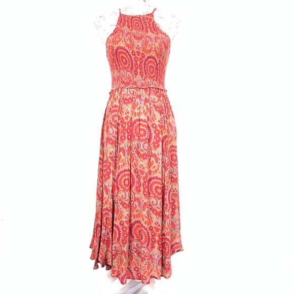 Free People Dresses & Skirts - Free People High Low Paisley Orange M Maxi Dress